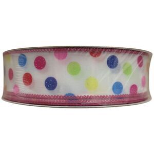 Member's Mark Wired Edge Premium Spring Ribbon, 1.5"W x 50yds - Multi Dots